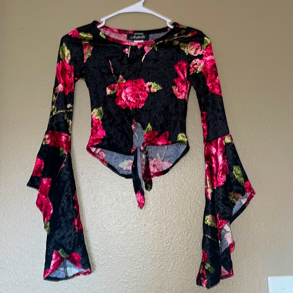 Floral wide sleeve top